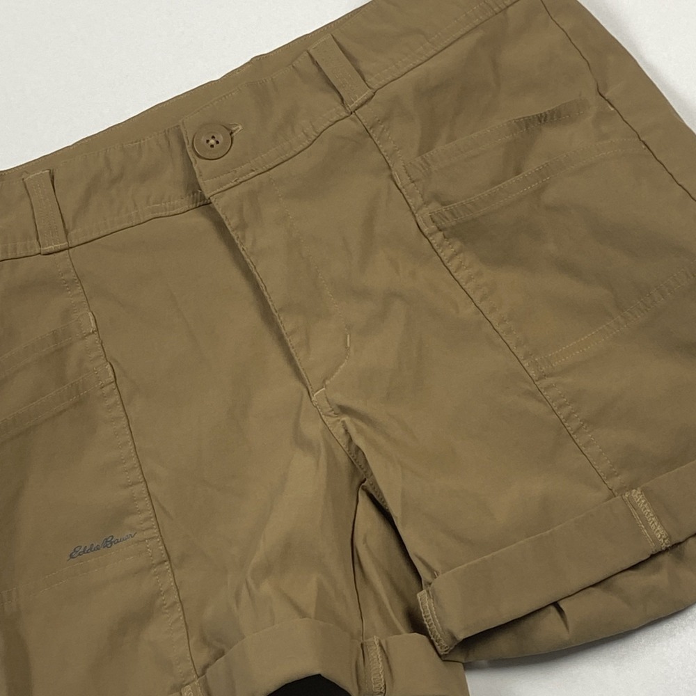 Eddie Bauer Summer Trail Shorts Size 4 Tan Cargo Hiking Utility Stretch Comfort